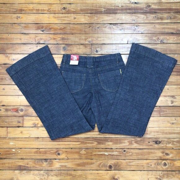 JEANS Foxy jeans regular low rise grey light 70’s size 5 funky wide flare leg - Picture 2 of 11